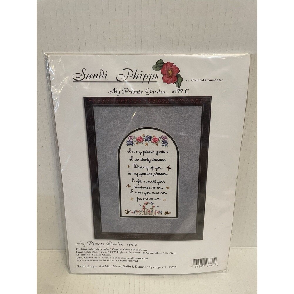 Sandi Phipps Counted Cross Stitch Kit 177C My Private Garden Vintage